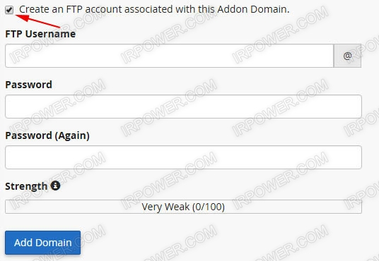 FTP Account of an Addon Domain in cPanel